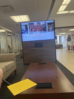 Waiting at the lobby at Bank of America