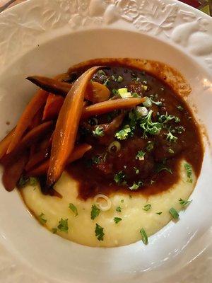 Braised Overnight Beef Shank & Polenta. $31