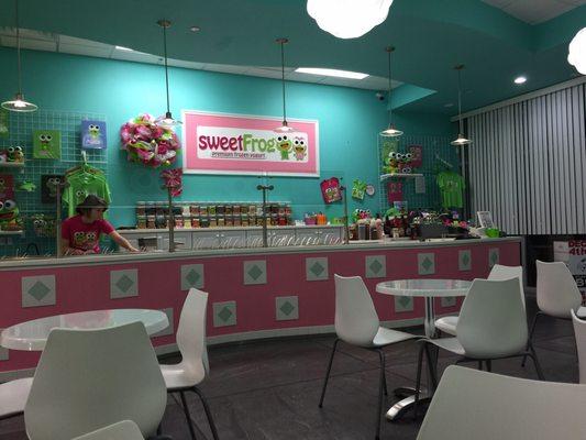 Inside sweet frogs front counter.