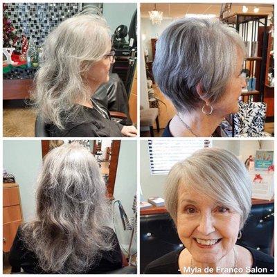 She feels and looks 10 years younger!
 Before and after by Myla.
 #We have appointments availab