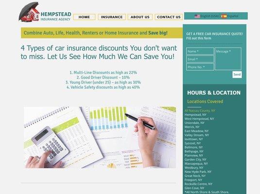 Website developed for an insurance agency located in Hempstead, New York. cheapcarinsurancedeal.com