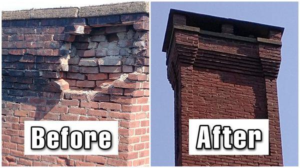 Total rebuild of chimney, masonry and brickwork by Mr Chimney.