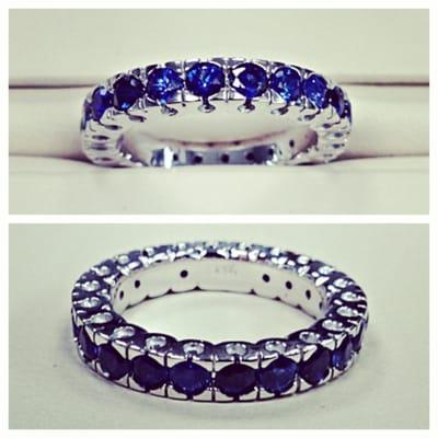 3ct Sapphire Eternity Band - Custom-made in 14kt White Gold