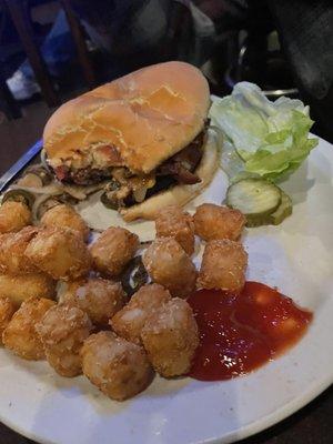 Fugley's Famous Burger with tots