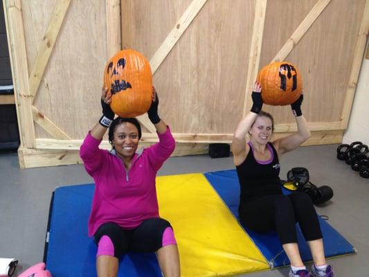 Sit ups with your pumpkin on Halloween