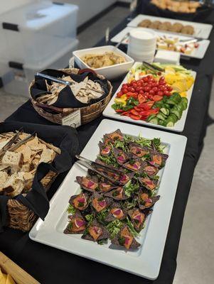 Salmon Lox Tostada, Mom's Hummus - Catering Event - January 2023