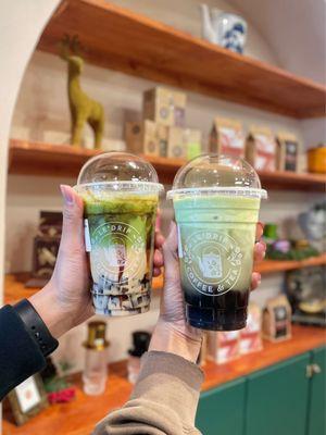 ig: @whatsviveating  |  black sugar matcha latte and coco matcha