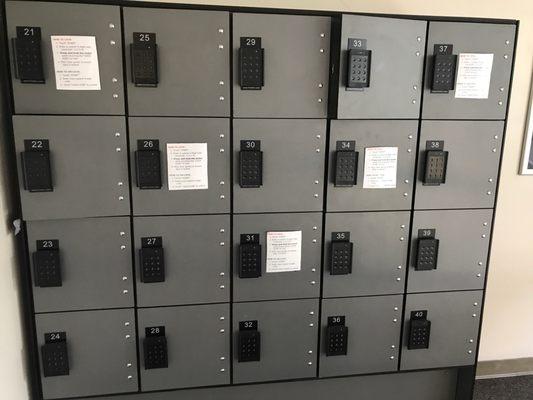 Free lockers available on second floor in the exit stairwell