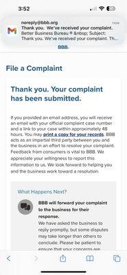 Www.Bbb.org this the web site to complain about a business please use it and complain