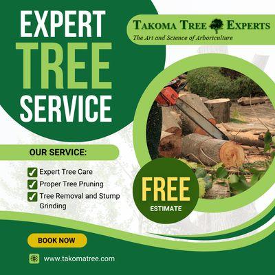 Unparalleled tree care by Takoma Tree Experts! Pruning, crane services, roll-off solutions & more. A+ rated on BBB, Yelp, Google.