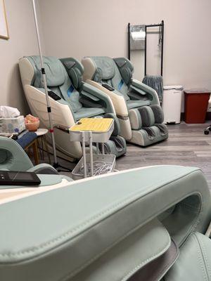 The most comfy massage chairs your body will ever come in contact with. I could melt into them all day or year if given the chance.