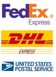 We ship via FedEx, DHL and United States Postal Service.