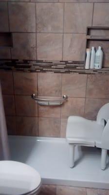 Installed Chrome heavy Duty Grab Bar with Holder