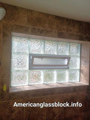 Bathroom Glass Block Window.
Ice Pattern for Privacy along with a fresh Air Vent