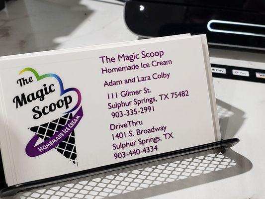 Business card for Magic Scoop