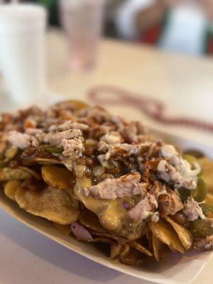 Loaded Moe Nachos with smoked Turkey