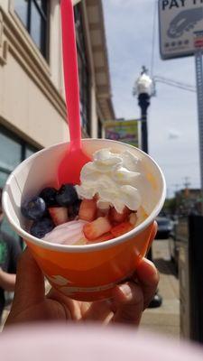 Vanilla strawberry frozen yogurt