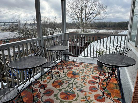 Communal patio with river view