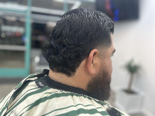 Combover + Mullet + Tapered Sides