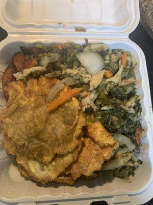 Callaloo & Saltfish Green bananas