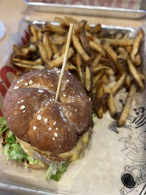 Cheese burger with 1 order of fries