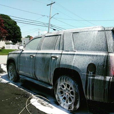 GMC Yukon getting washed