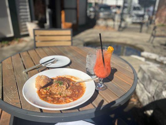 Seafood Jambalaya and hurricane