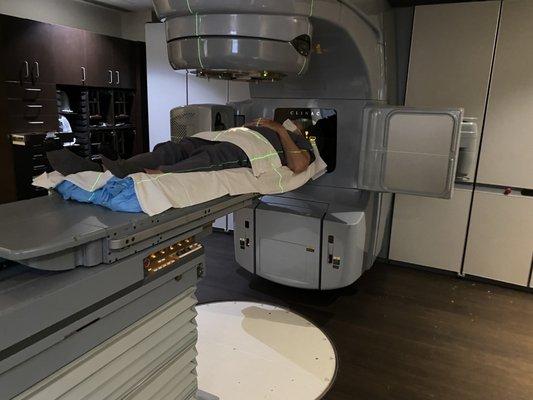 Me getting radiation therapy for 9 weeks.