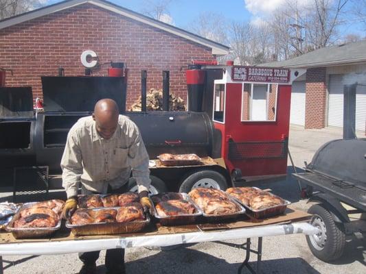 Hot off the Grill.  We have a full BBQ in our parking lot every Thursday from April until October