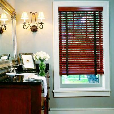 Wood blinds constructed from the finest woods in a large selection of slat sizes, stylish colors, paint and stain finishes.