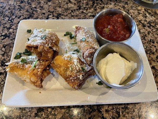 Spicy Chicken and Avocado Eggrolls - overcooked