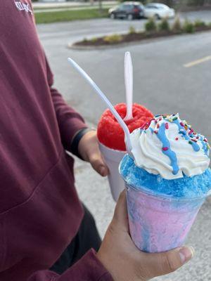 cotton candy and cherry snow cones