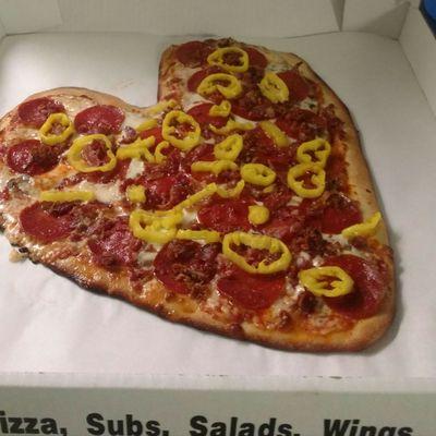 Heart shape pizza