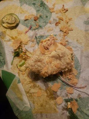 bread has been bad this was a jalapeno bread top it's like I'm eating, dough, crumbs everywhere and falls apart