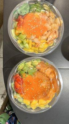 Shrimp poki bowl and salmon poki bowl! Aka poke bowl at most spots.