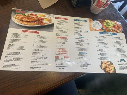 The menu