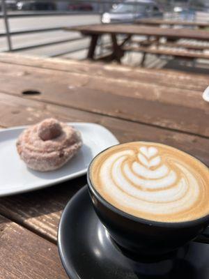 Vanilla latter and old fashioned cinnamon doughnut