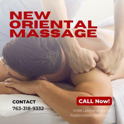 New Oriental Massage
 4088 Lakeland Ave N, Robbinsdale, MN 55422
 Call us at 763-318-9332