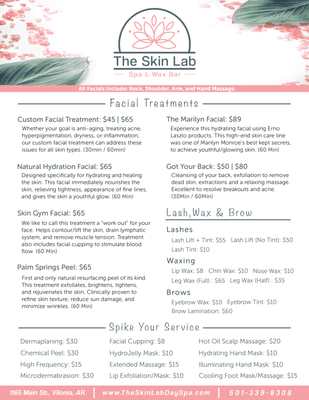 Spa Service Menu. New Services Coming Soon!