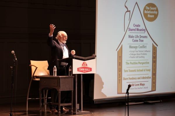 Dr. John Gottman presenting at Seattle Town Hall.