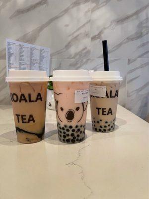 Earl Grey Milk Tea, Pink Rose Milk Tea, Oolong Milk Tea