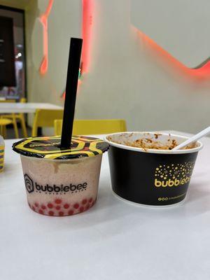 Ruby slipper with popping boba and spicy noodles