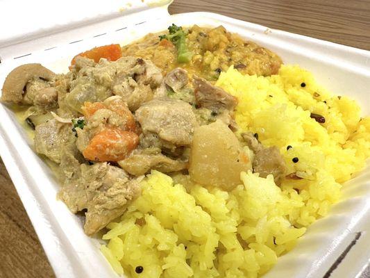 Chicken Korma with Papaya Vegetables and Lemon Rice.