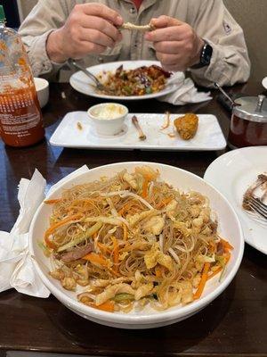 Taiwanese noodles, chicken wings, and Kong POW chicken so delicious