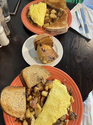 Mushroom and Feta Omelet with a toasted blueberry muffin