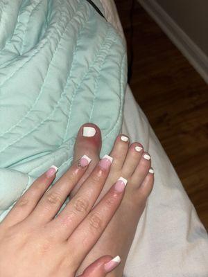 French acrylic tips and deluxe pedicure