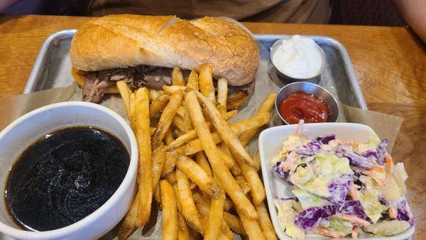 Prime rib French dip sandwich