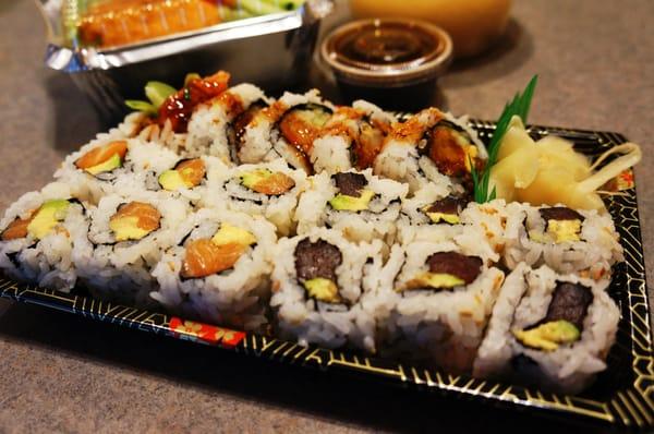 Three Roll Special: Salmon, Tuna, & Shrimp Tempura