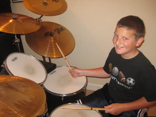 Anthony one of the many students here at Chicago's # 1 Drum Lessons!  We teach all ages 5-adult.