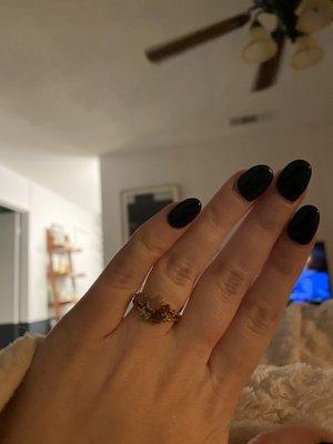 Simple black dip nails